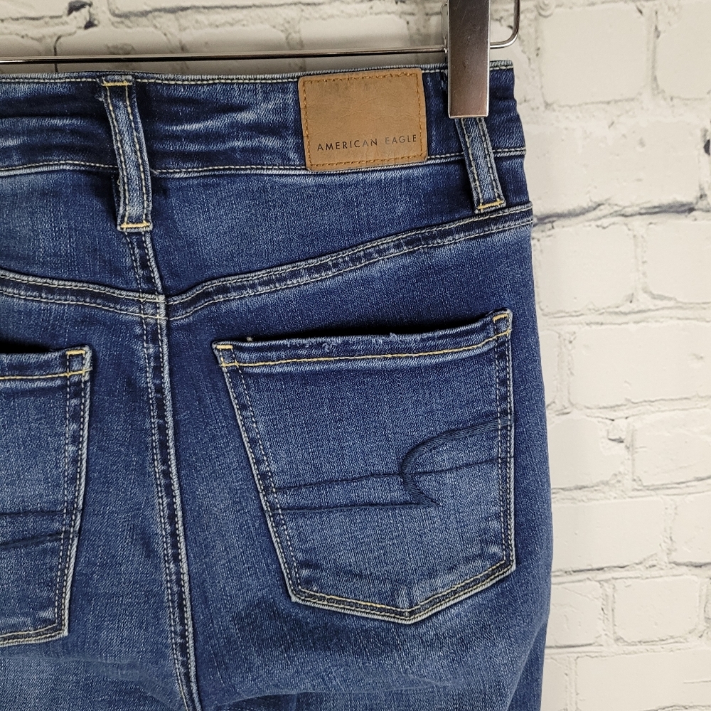 AMERICAN EAGLE | Super Hi-Rise Jegging skinny stretch distressed long jeans